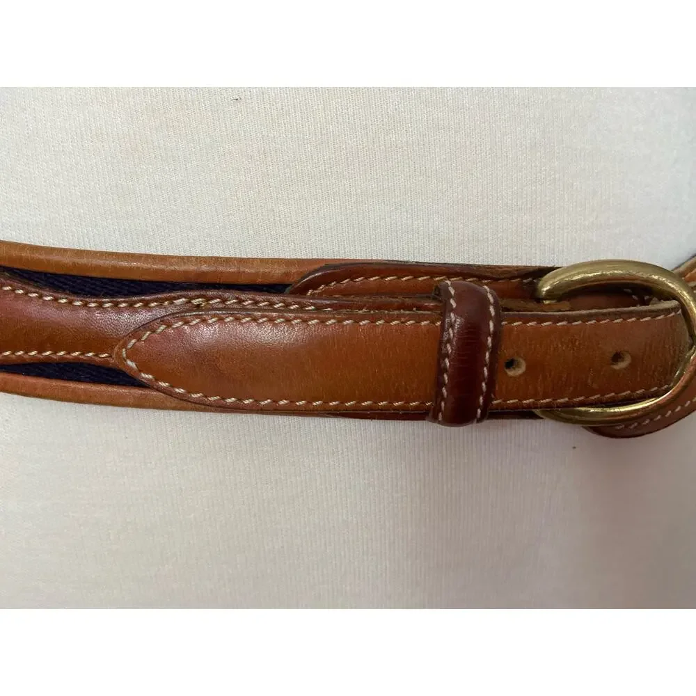 Vintage DOONEY & BOURKE Navy/Red Belt w/Tan Leather Trim Womens sz 40